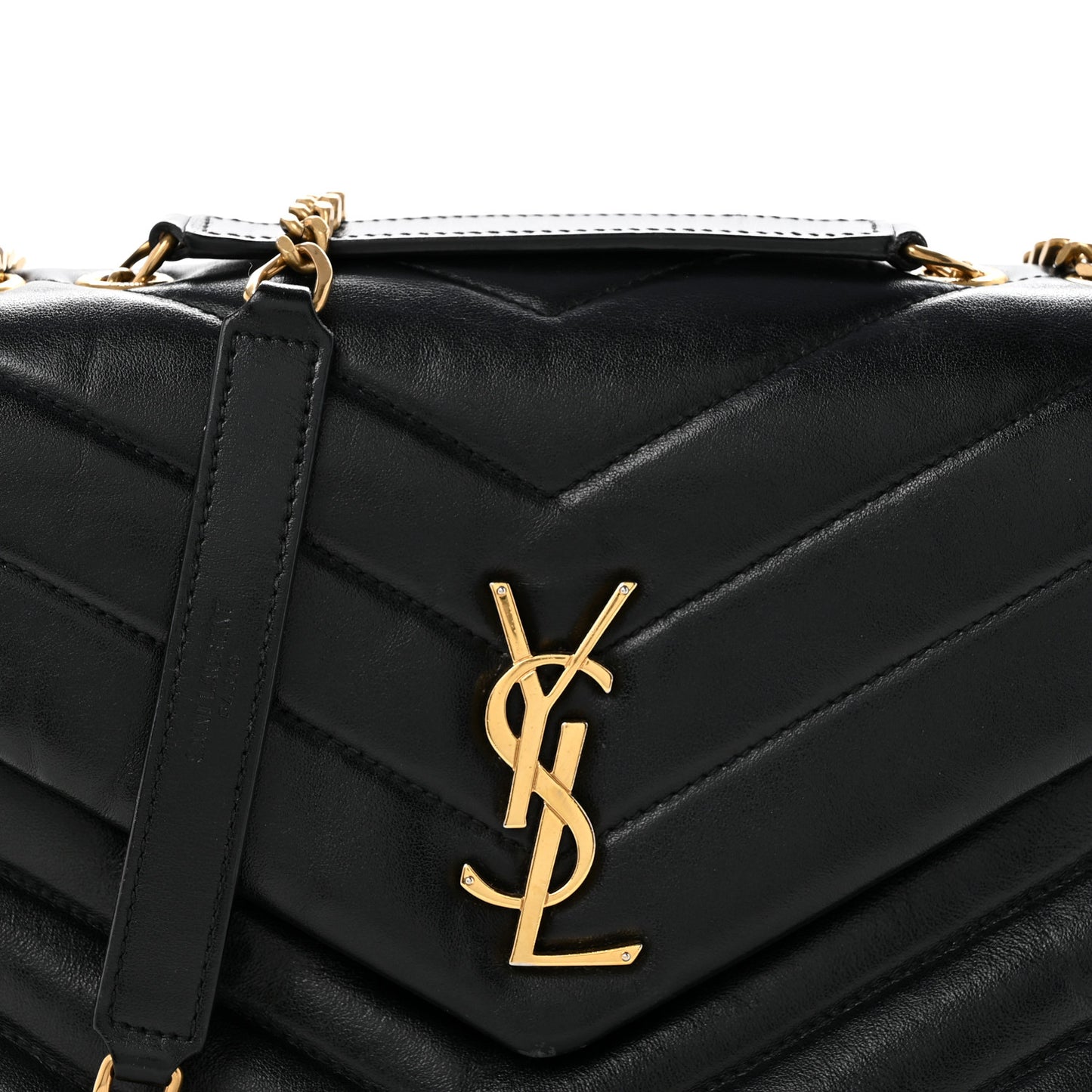 Calfskin Y Quilted Monogram Small Loulou Chain Satchel Black