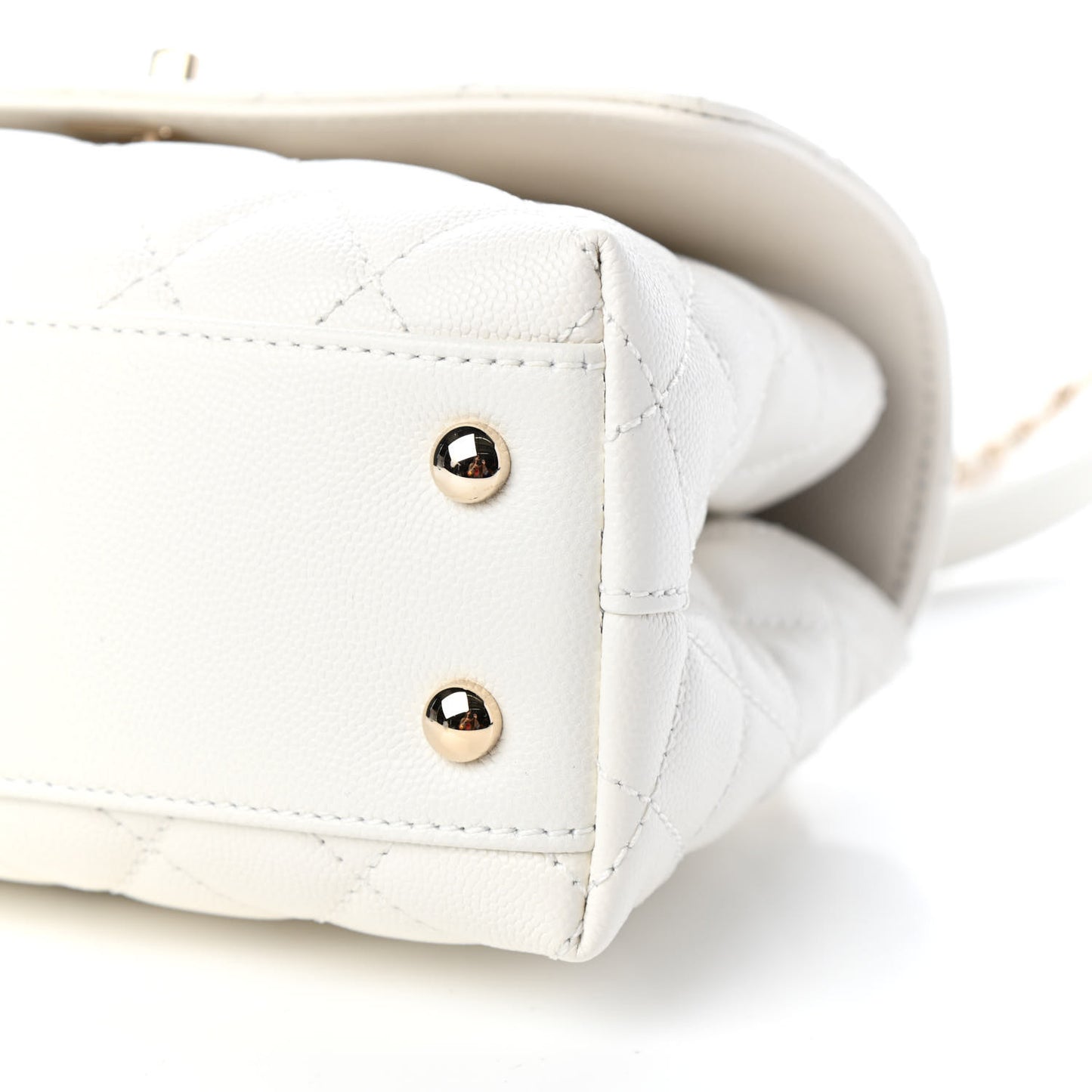 Caviar Quilted Mini Coco Handle Flap White