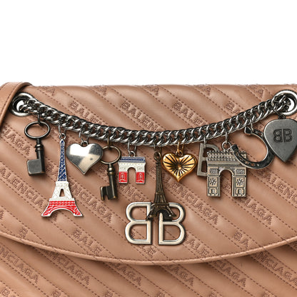 Balenciaga Calfskin BB Matelasse Logo Charms Shoulder Bag Brown 7 of 18