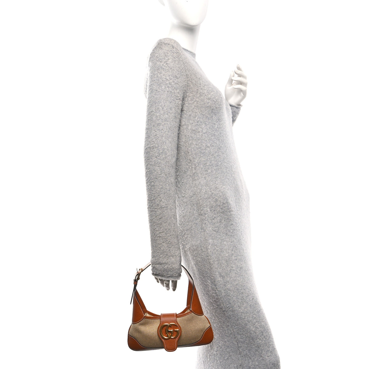 Canvas Textured Dollar Calfskin Small Aphrodite Shoulder Bag Beige Tan