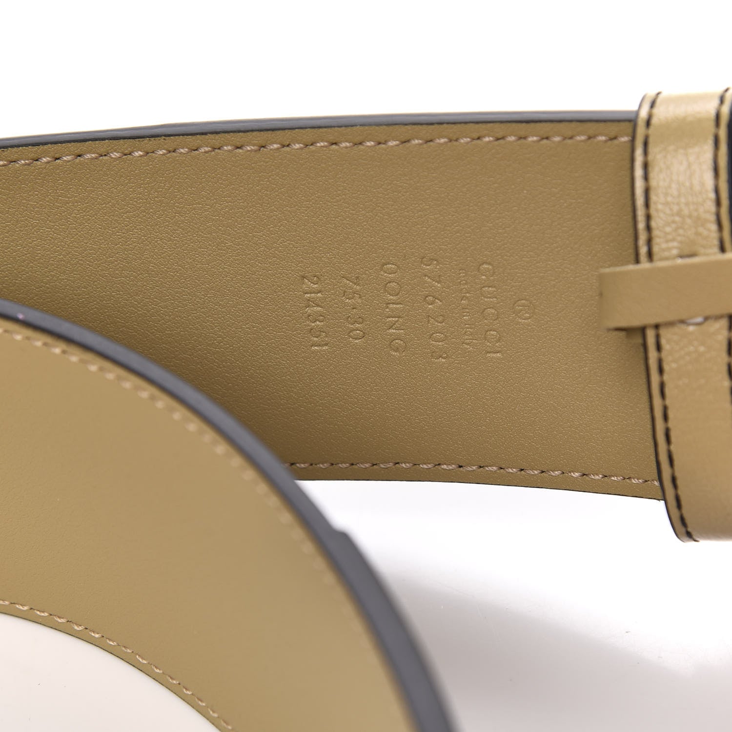 Gucci Calfskin Striped Textured Double G 50mm Belt 75 30 Black Beige 5 of 5