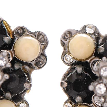 Chanel Crystal Bead CC Dangle Earrings Silver Black 5 of 5