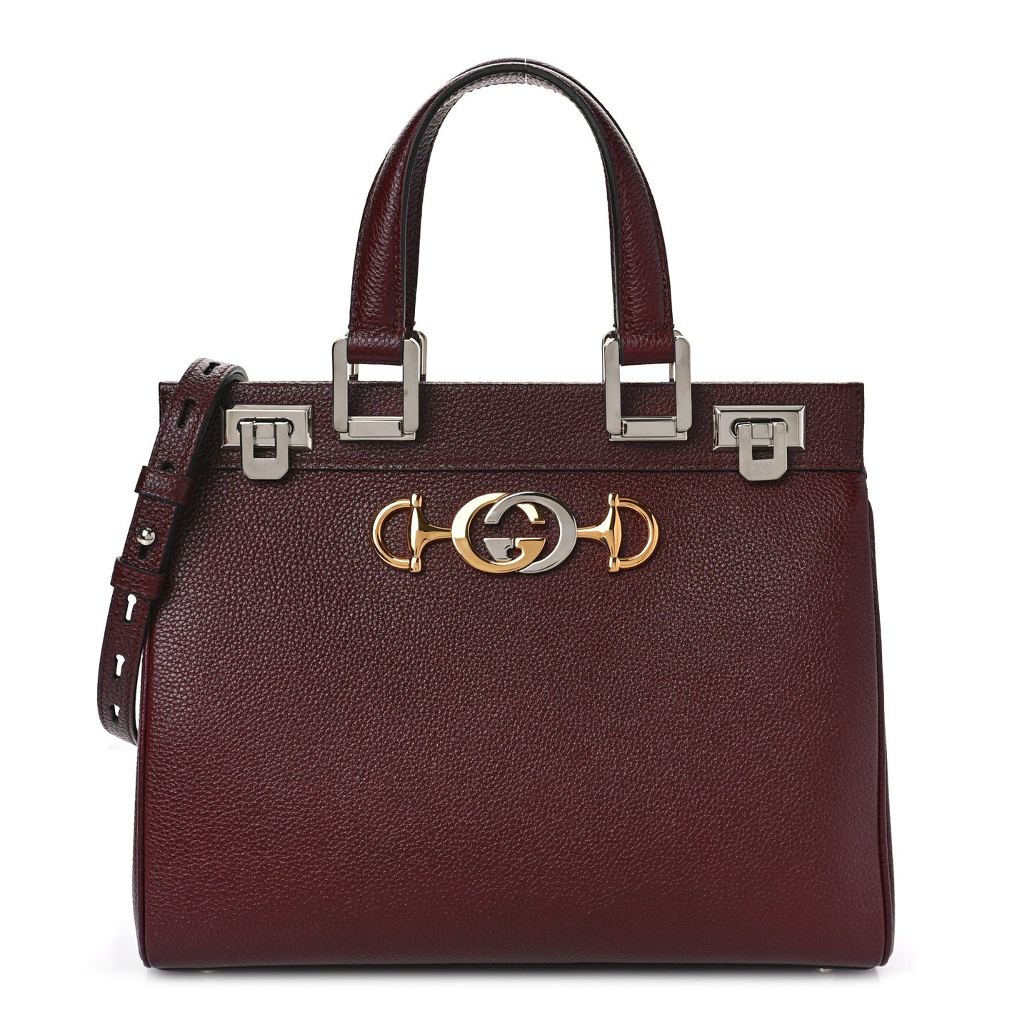 Grainy Calfskin Small Zumi Top Handle Bag Vintage Bordeaux