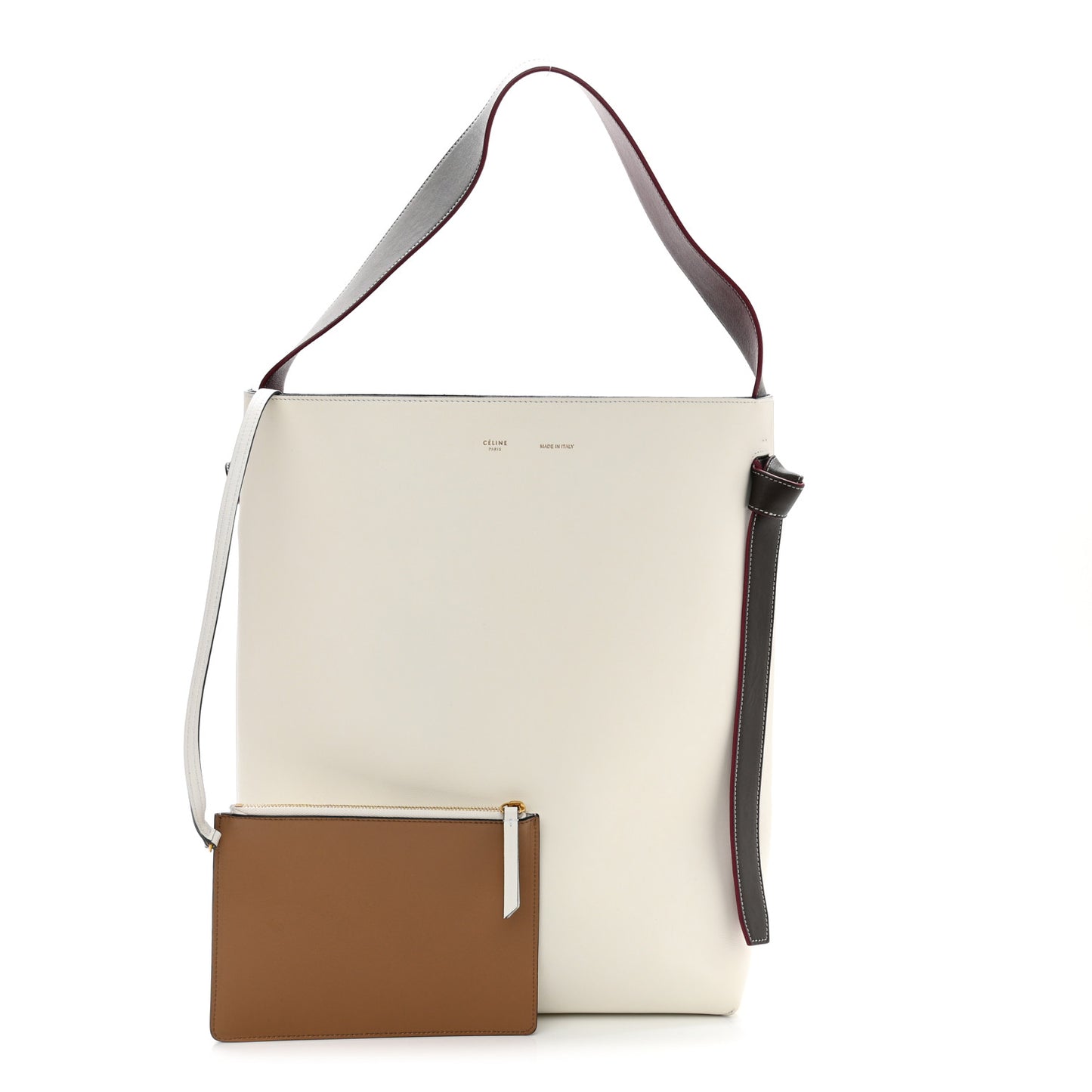 Shiny Smooth Calfskin Small Twisted Cabas White Camel Tan