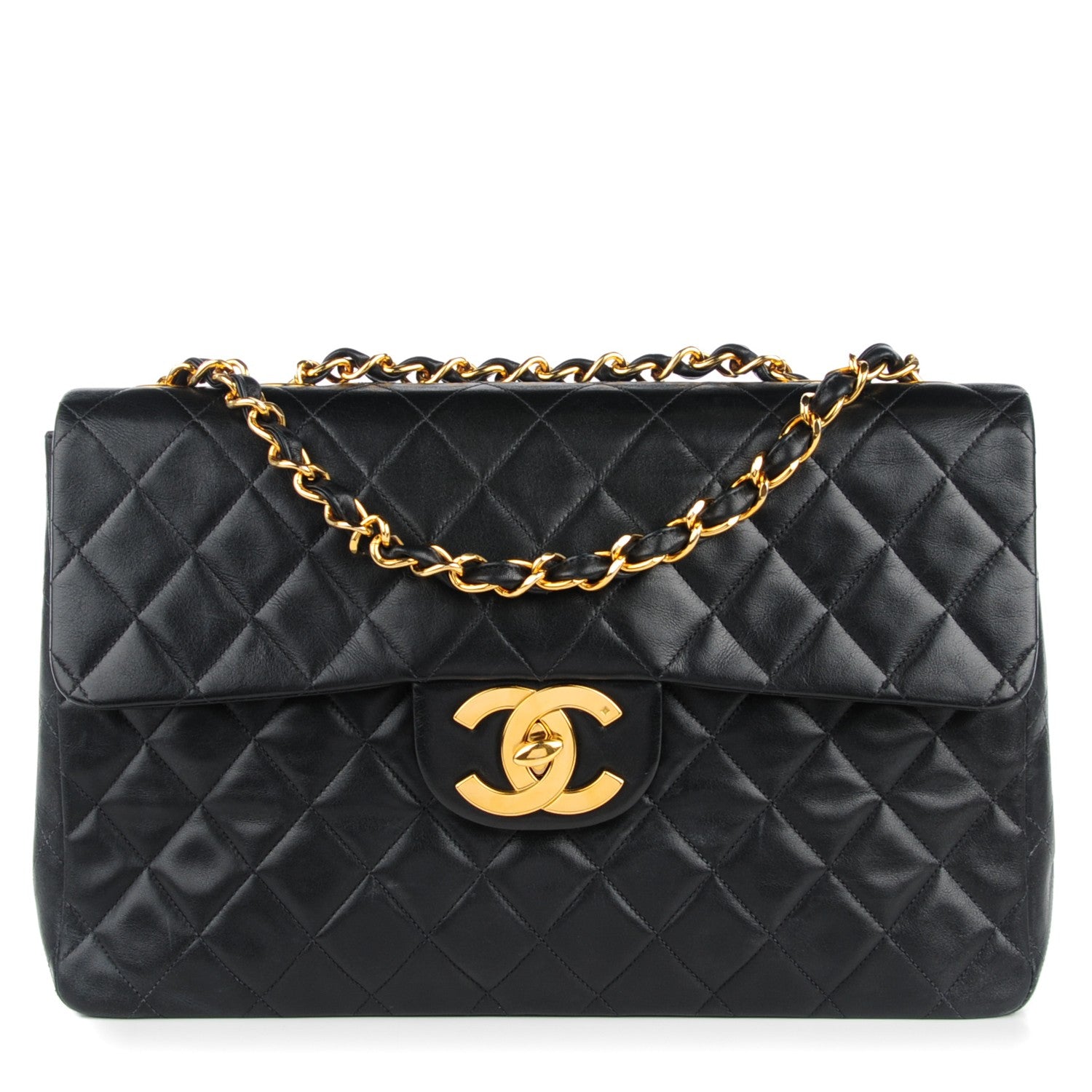 Chanel Lambskin Quilted XL Jumbo Single Flap Black 1 of 10