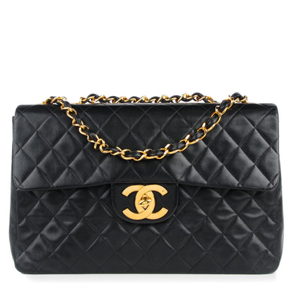 Chanel Lambskin Quilted XL Jumbo Single Flap Black 1 of 10