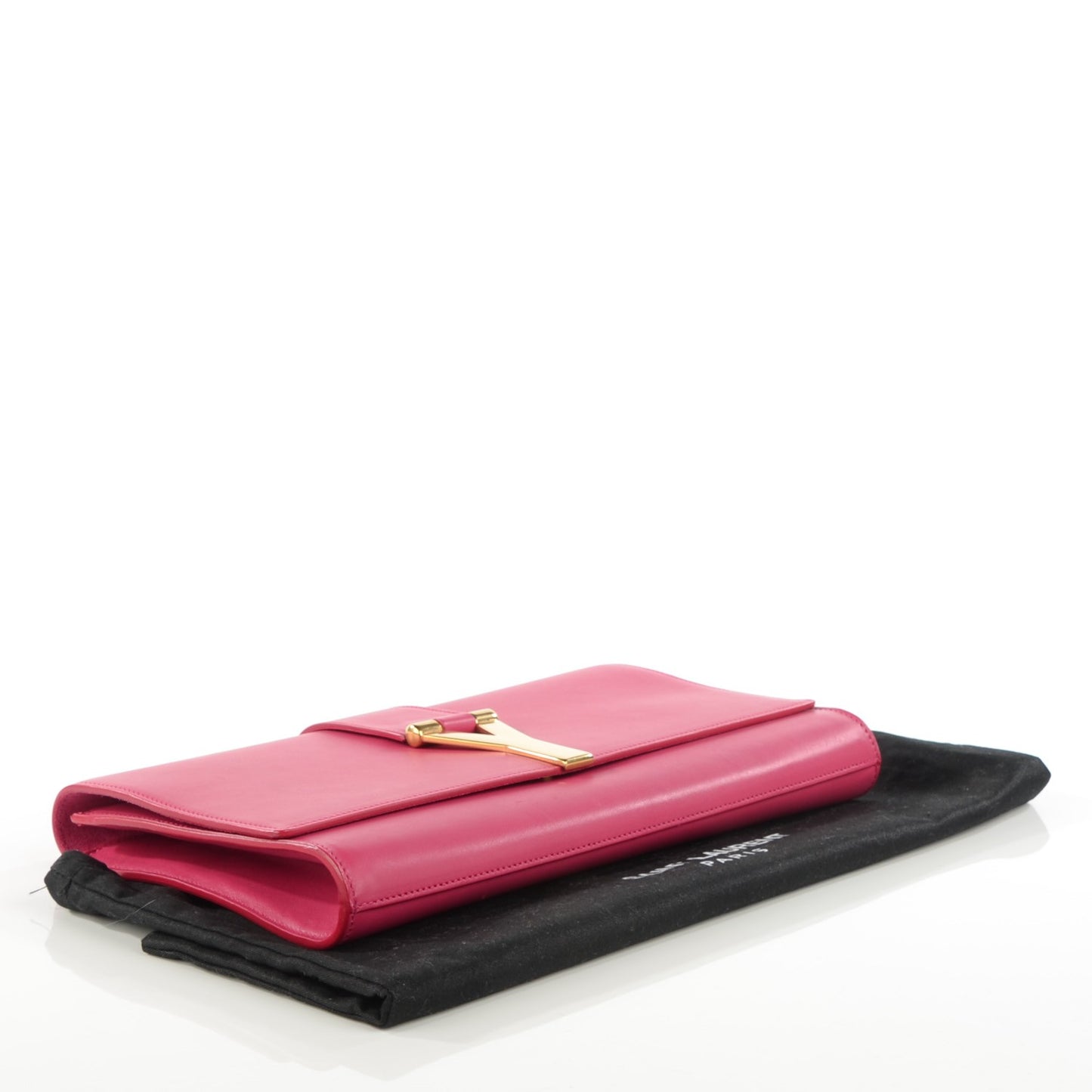Calfskin Classic Y Ligne Clutch Fuchsia