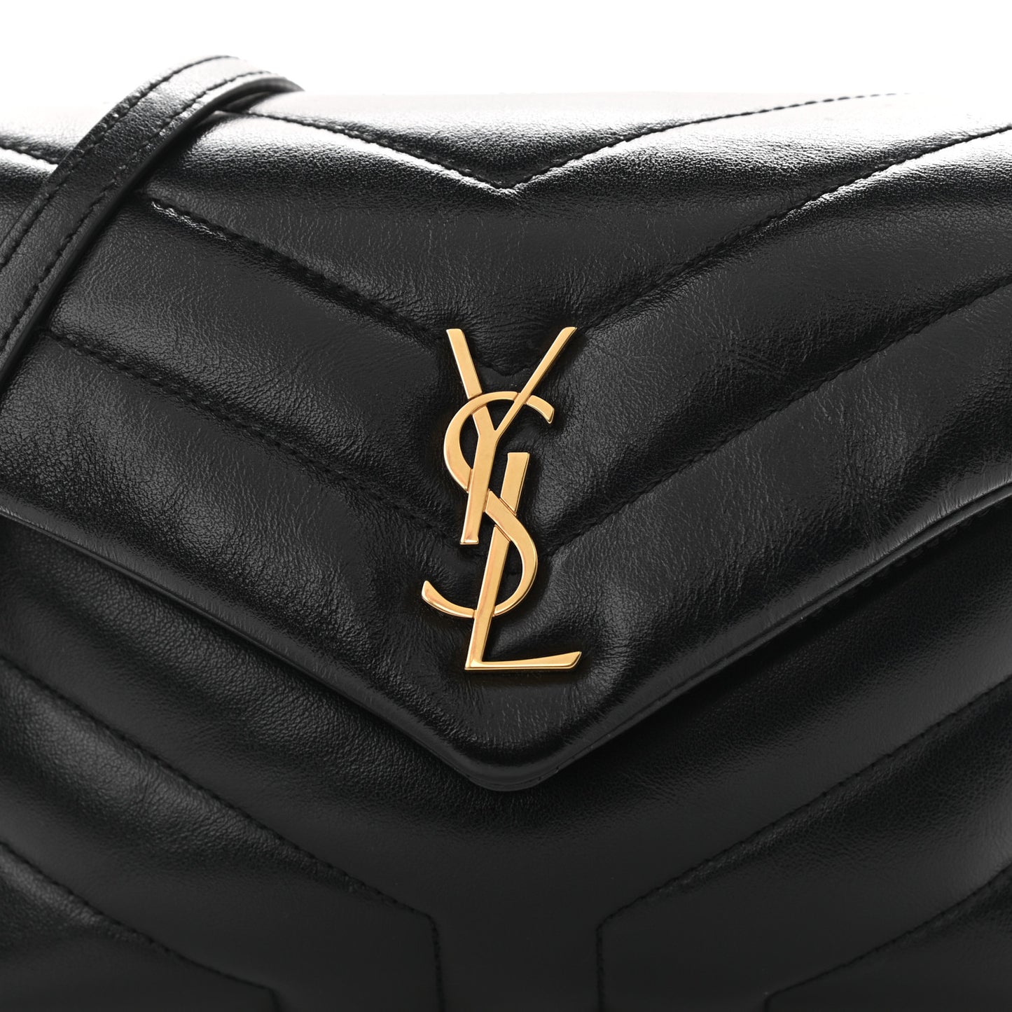 Calfskin Y Quilted Monogram Toy Loulou Crossbody Bag Black