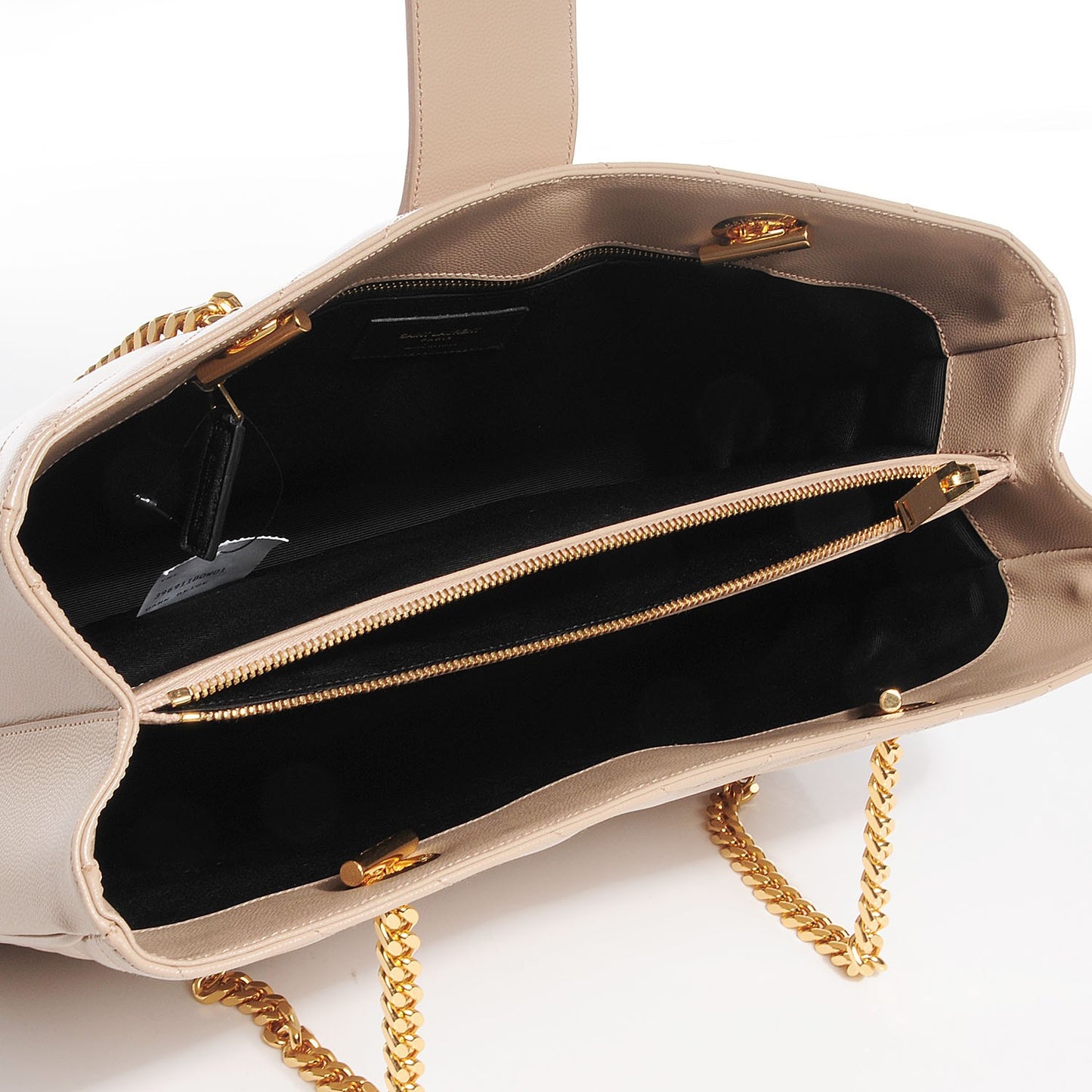 Grain De Poudre Matelasse Chevron Monogram Shopping Bag Dark Beige