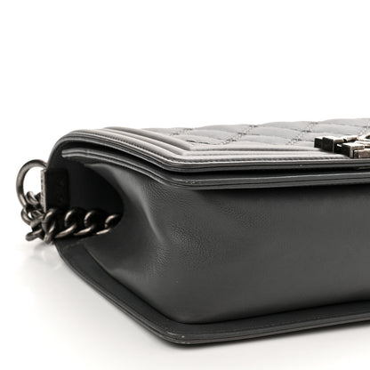 Chanel Calfskin Double Stitch Medium Boy Flap Grey 10 of 13