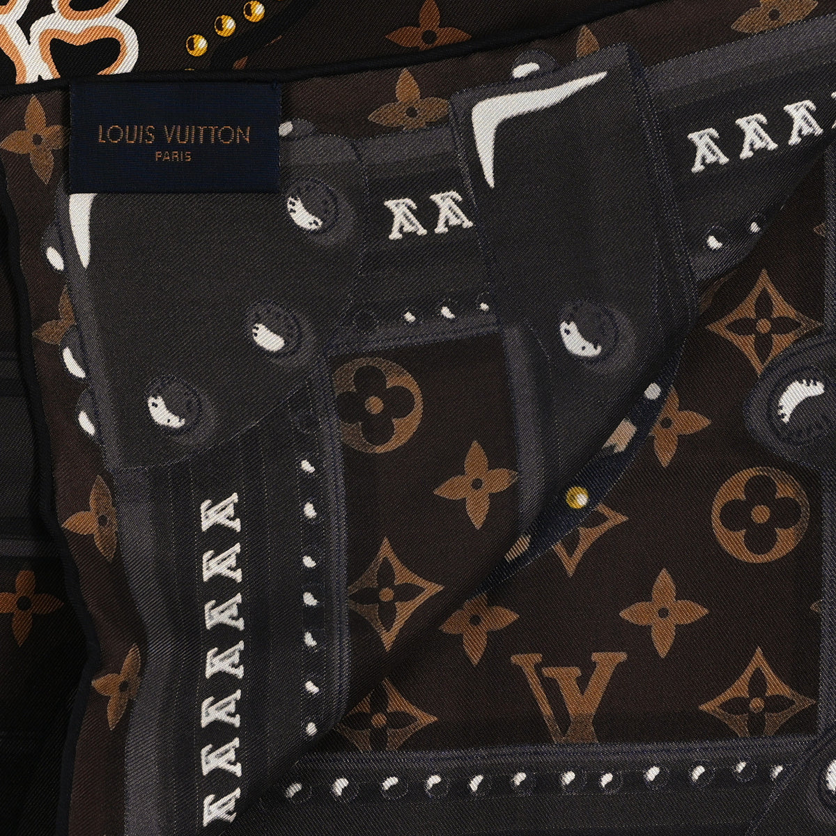 Silk Monogram LV World Square Scarf Brown