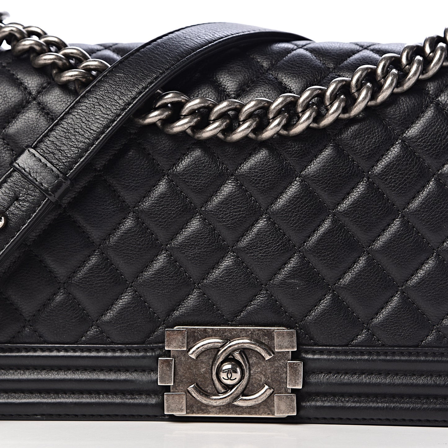 Calfskin Quilted Medium Boy Flap Black