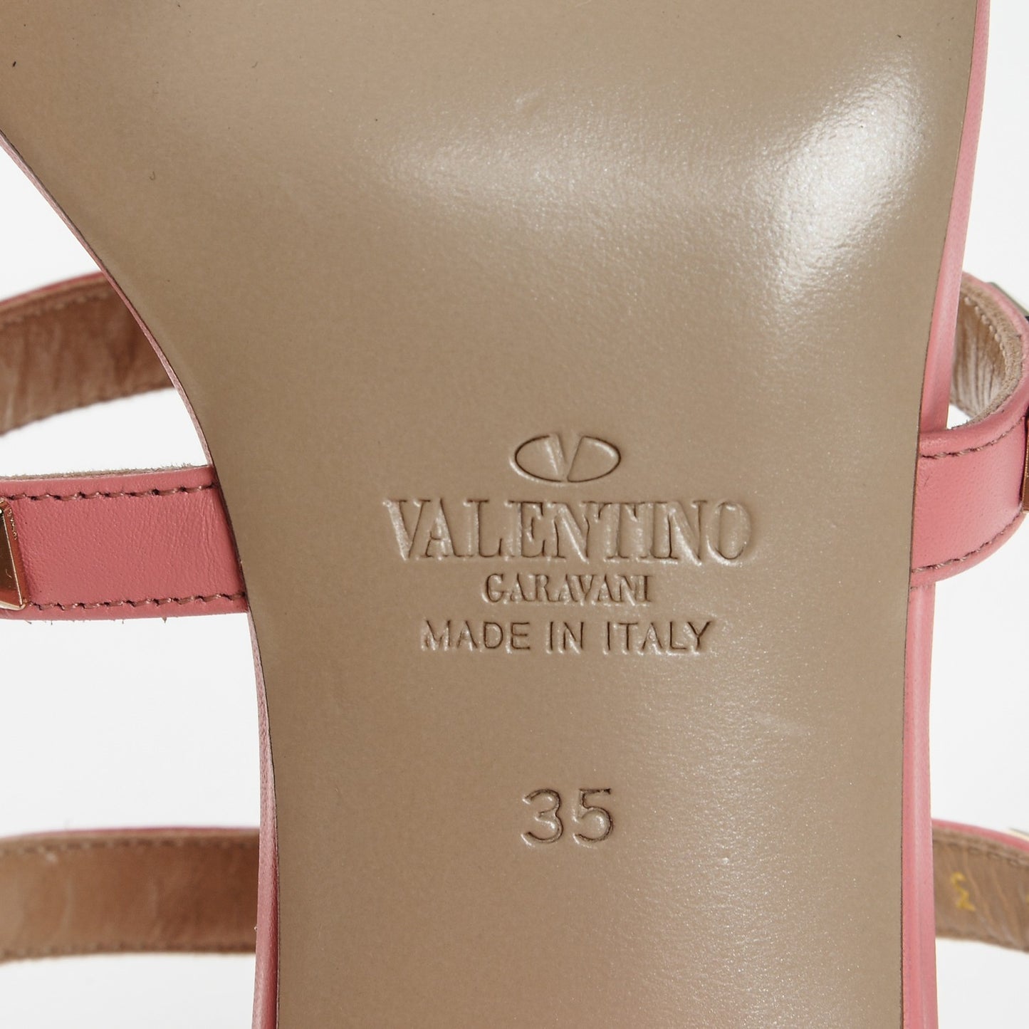 Calfskin Rockstud 60mm Caged Slide Sandals 35 Paradise Rose
