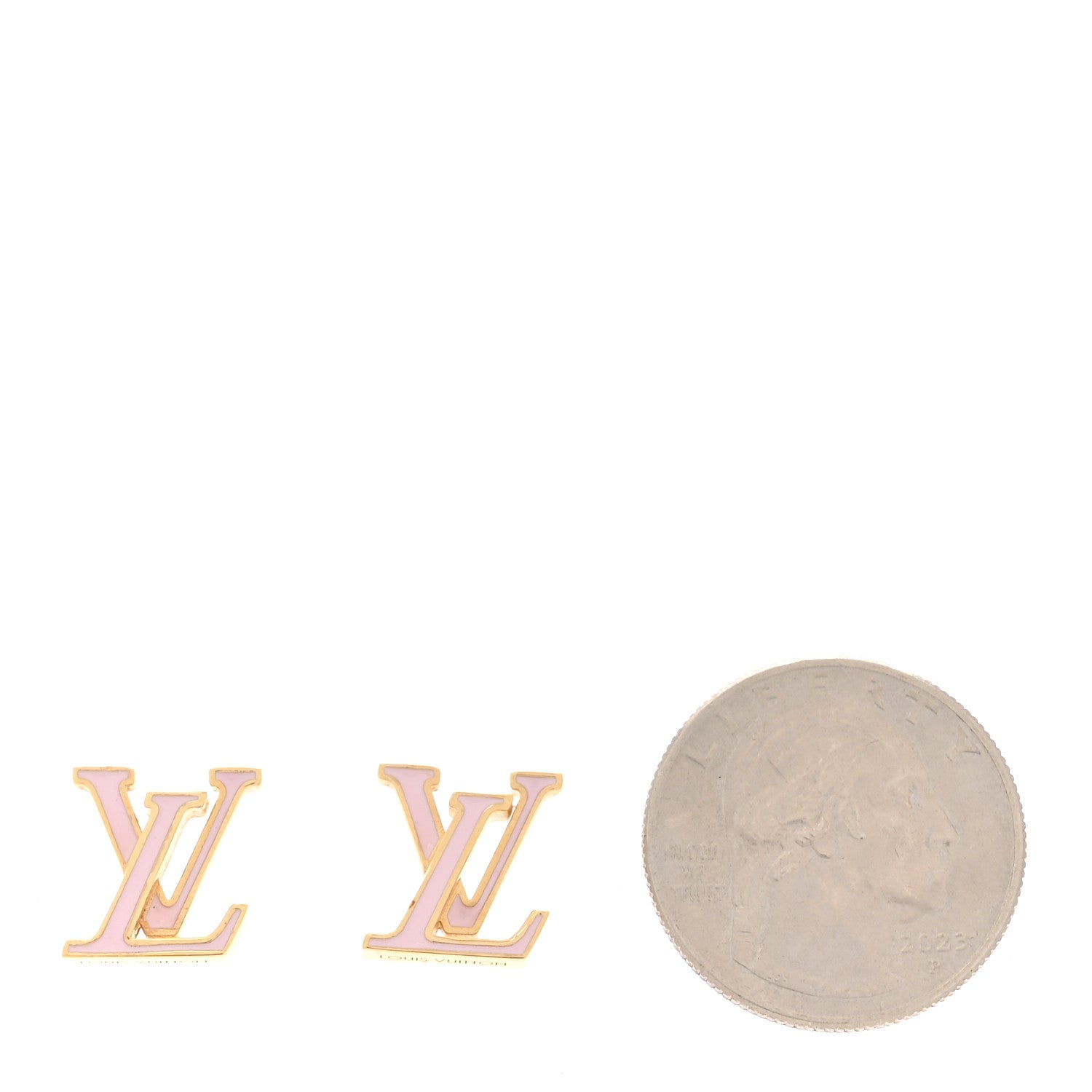 Louis Vuitton Metal Enamel LV Iconic Earrings Gold Pink 2 of 6