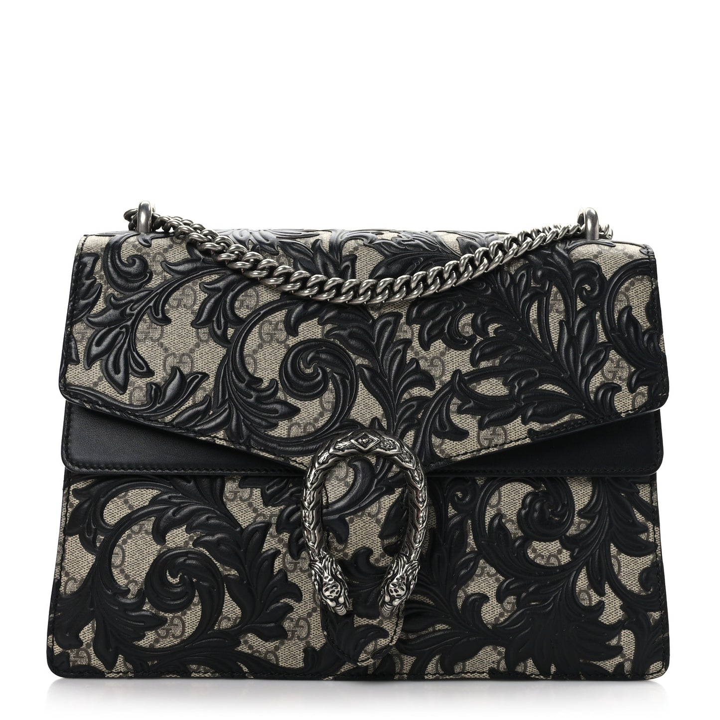 GG Supreme Monogram Arabesque Medium Dionysus Shoulder Bag Black