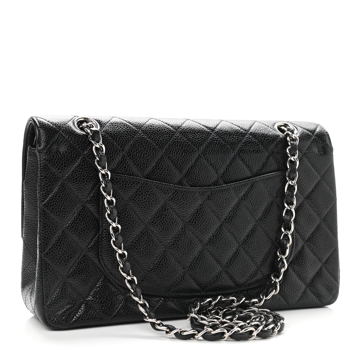 Caviar Quilted Medium Double Flap Black
