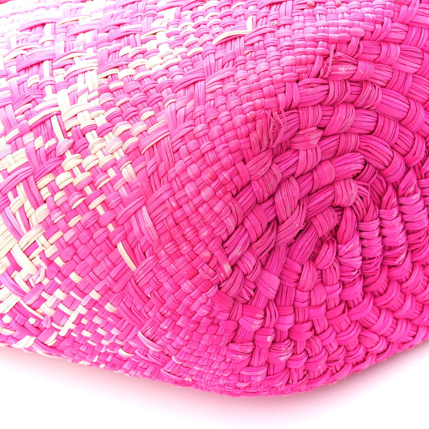 Loewe Iraca Palm Calfskin Small Anagram Basket Bag Fuchsia 8 of 10