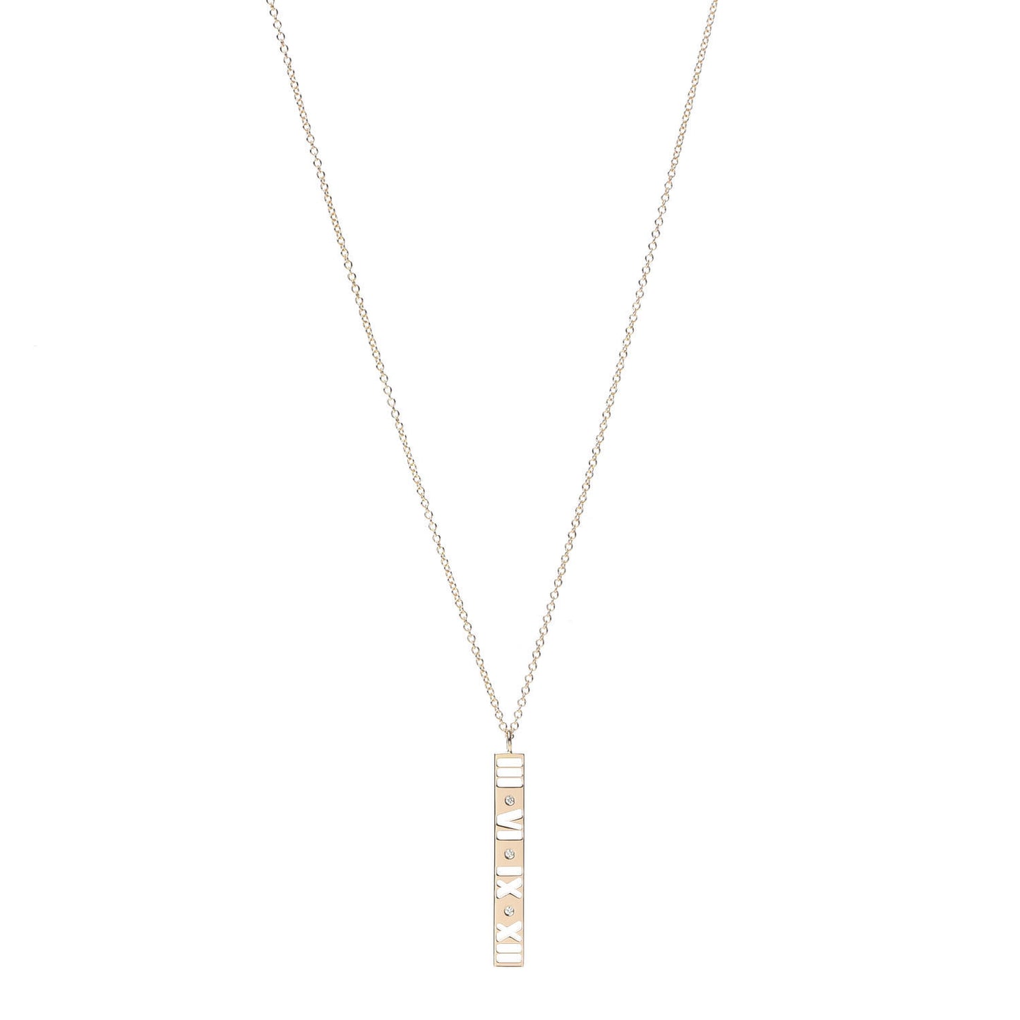 18K Rose Gold Diamond Atlas Bar Pendant Necklace