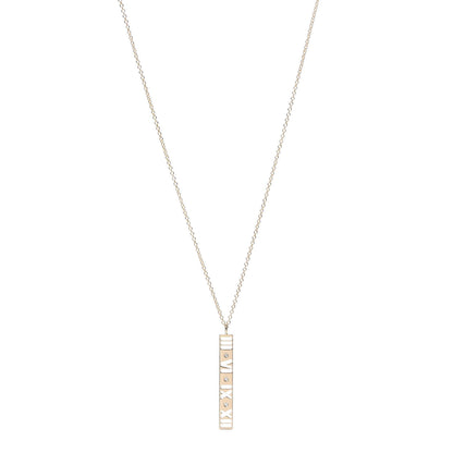 Tiffany 18K Rose Gold Diamond Atlas Bar Pendant Necklace 3 of 6