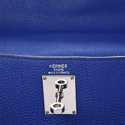 Hermes Taurillon Clemence Shoulder Kelly 40 Bleu Electrique 5 of 17