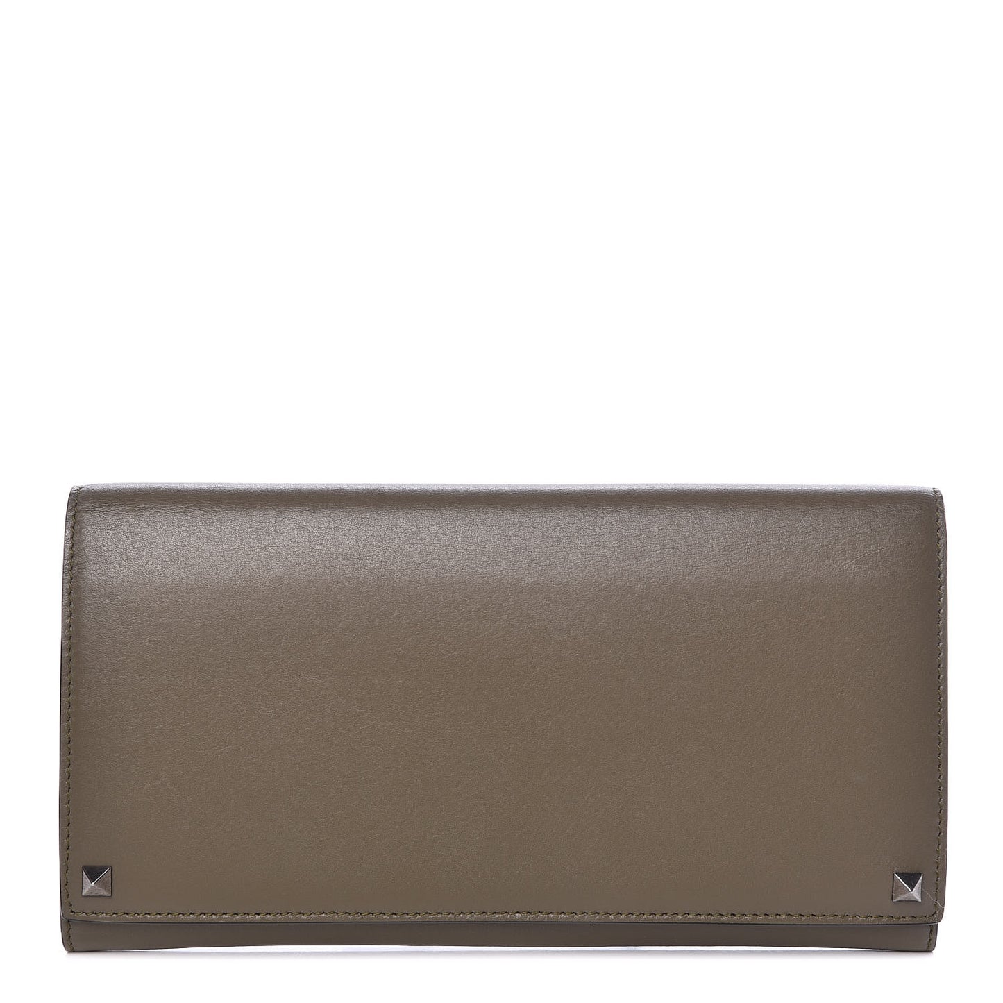 Calfskin Rockstud Travel Wallet Army Green