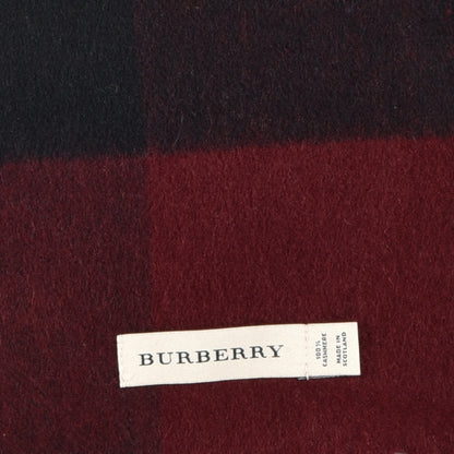 Burberry Cashmere Mega Check Fringe Scarf Claret 3 of 4