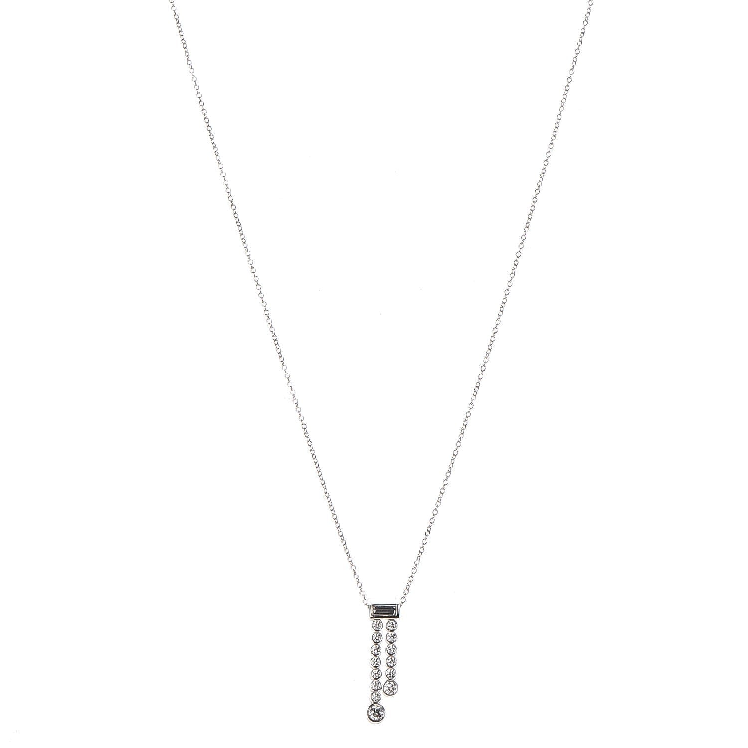 Tiffany Platinum Diamond Jazz Double Drop Pendant Necklace 1 of 7