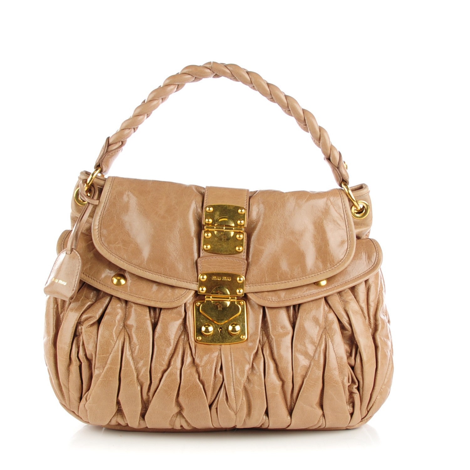 Miu Miu Matelasse Lux Nappa Coffer Hobo Deserto 1 of 9