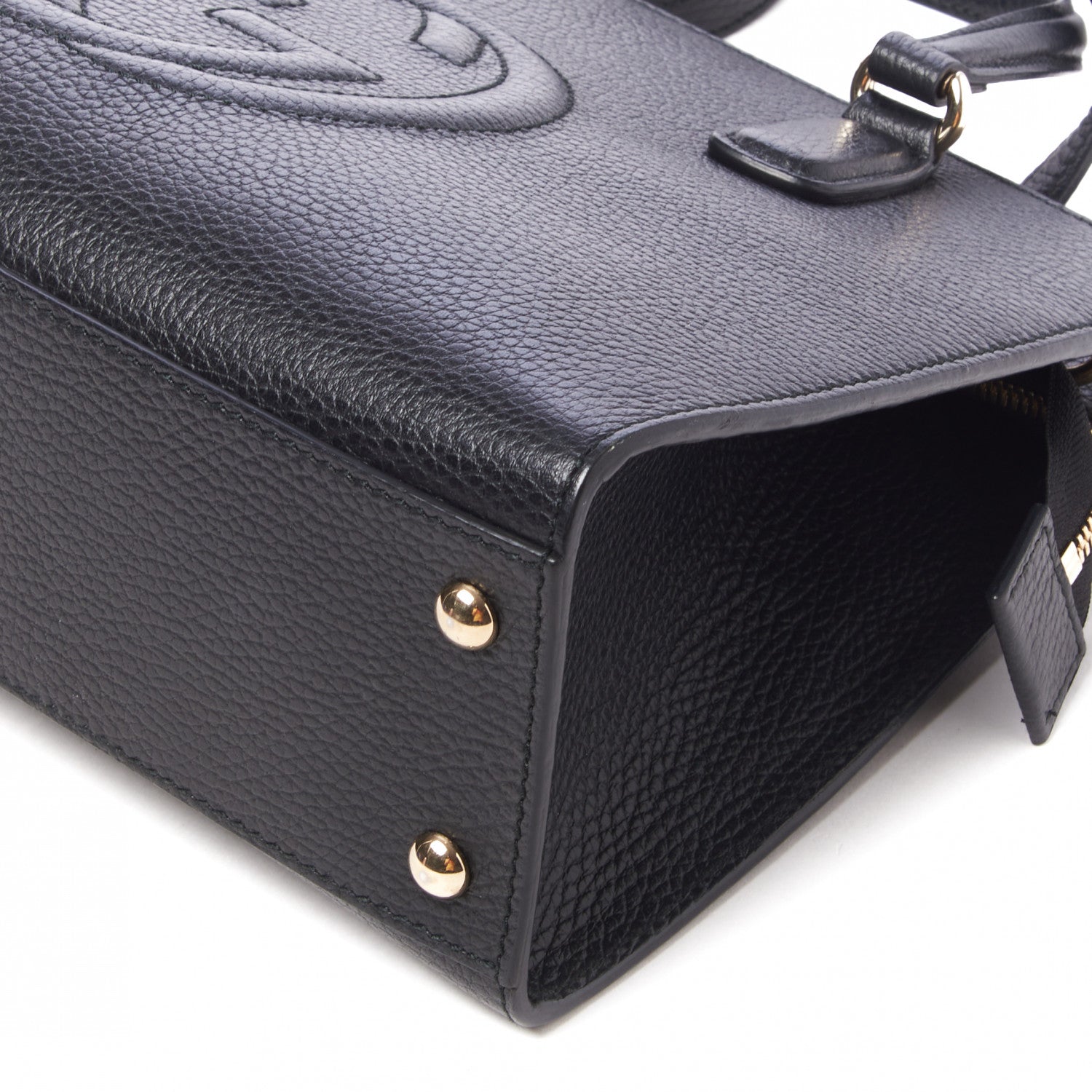 Gucci Pebbled Calfskin Medium Soho Top Handle Satchel Black 4 of 10