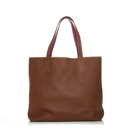 Hermes Taurillon Clemence Double Sens 45 Reversible Tote Marron Tosca 1 of 7