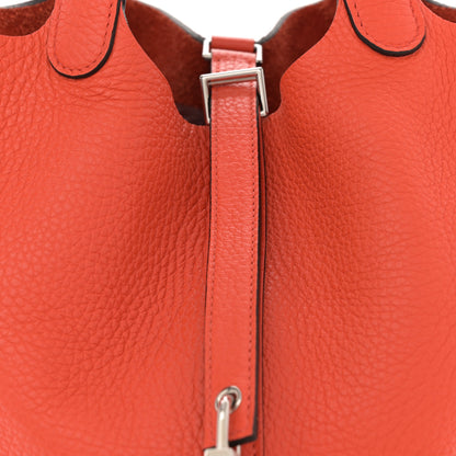 Hermes Taurillon Clemence Swift Eclat Picotin Lock 18 PM Orange Poppy Prune 8 of 10