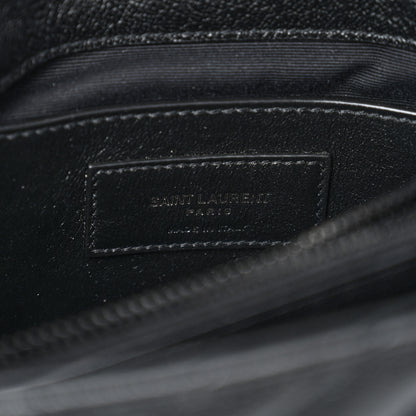 Saint Laurent Sheepskin Matelasse Chevron Monogram Monochrome Medium College Bag Black 6 of 14