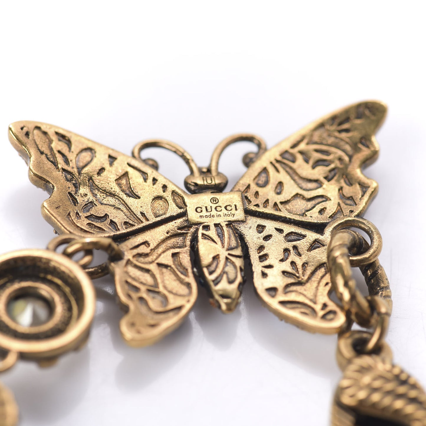 Crystal Butterfly Bracelet Aged Gold Multicolor