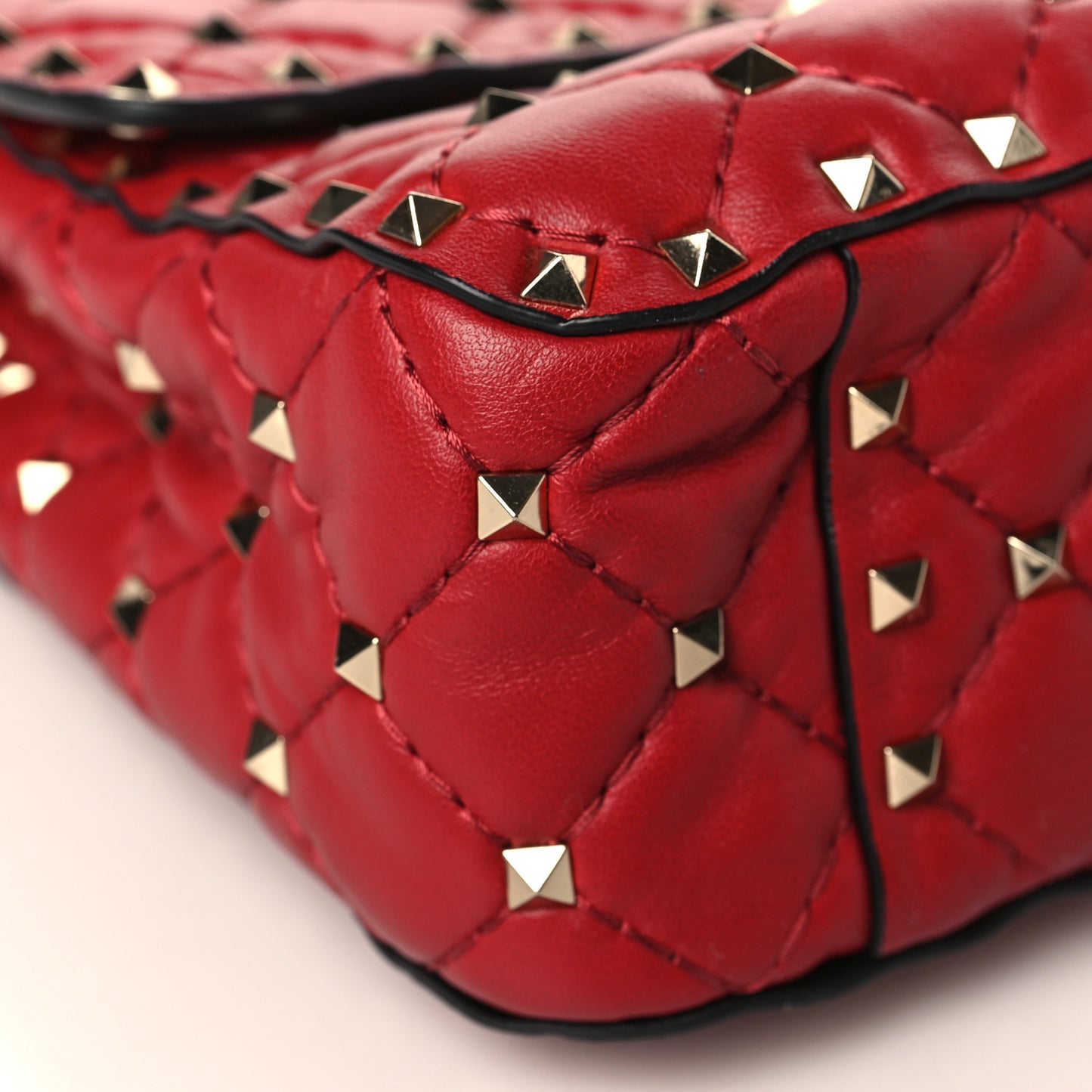 Nappa Medium Rockstud Spike Shoulder Bag Rosso Valentino
