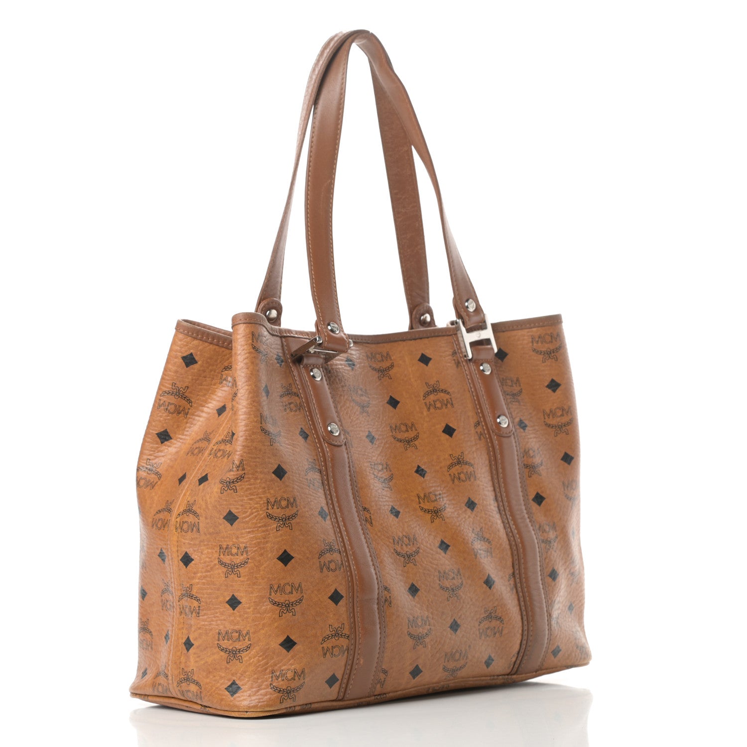 MCM Visetos Shopping Tote Cognac 3 of 21