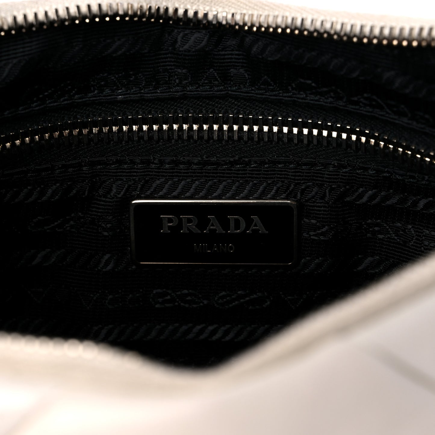 Nappa Re-Nylon Triangle Quilted Patchwork System Shoulder Bag White