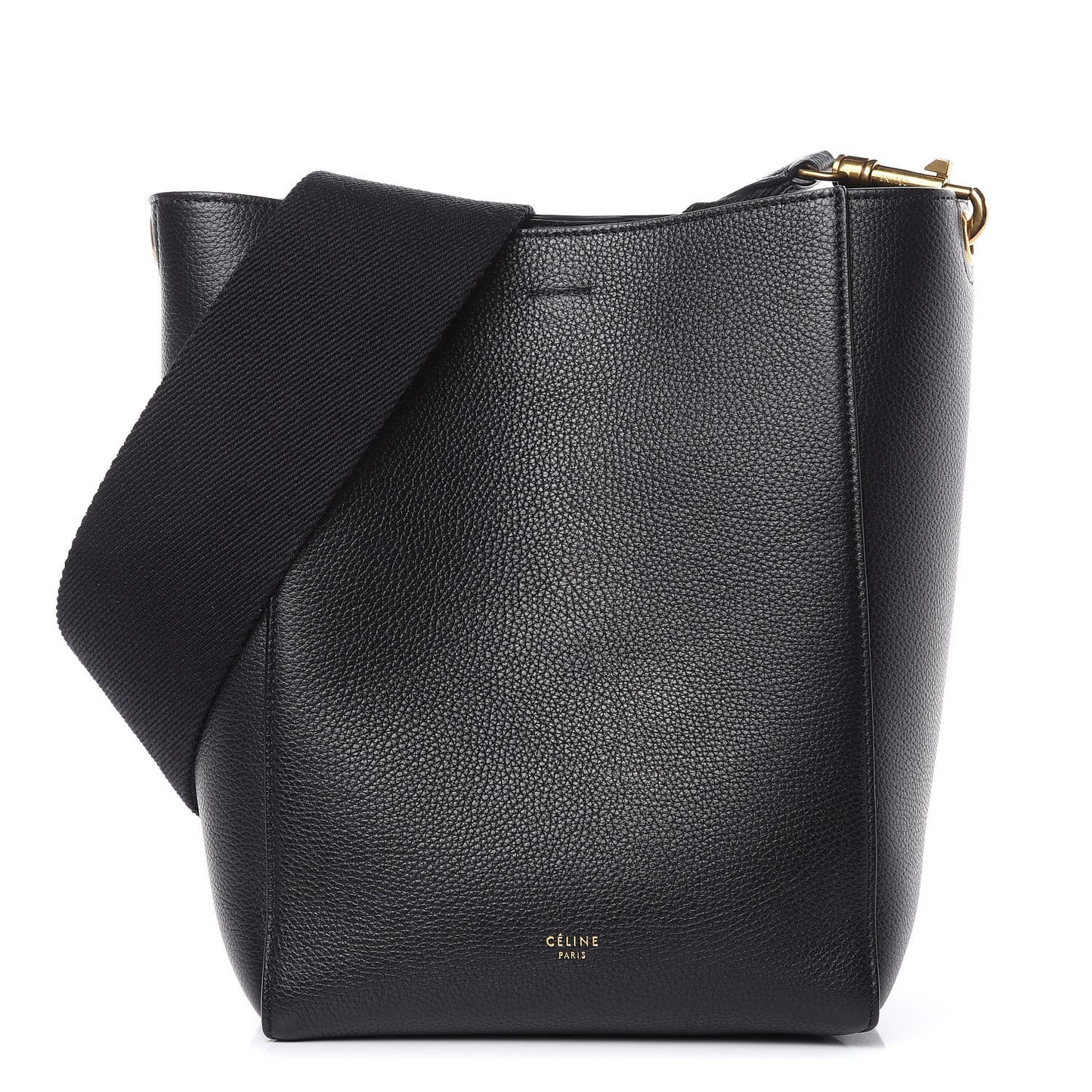 Soft Grained Calfskin Small Sangle Bucket Bag Black