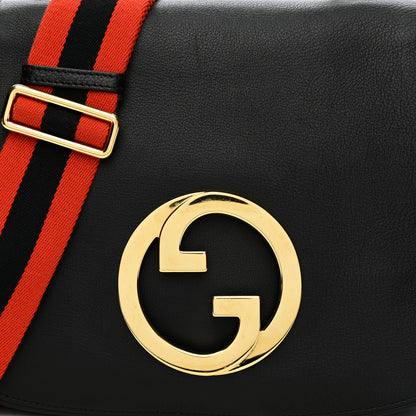 Gucci Roxy Calfskin Web Medium Studded Blondie Shoulder Flap Bag Black 8 of 14