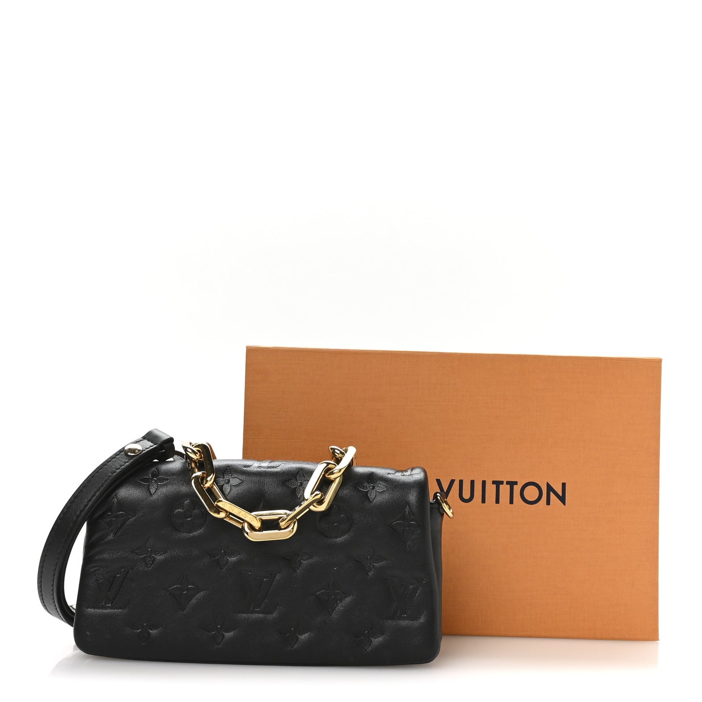 Lambskin Embossed Monogram Pochette Coussin Crossbody Black