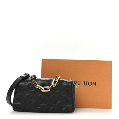 Louis Vuitton Lambskin Embossed Monogram Pochette Coussin Crossbody Black 18 of 19