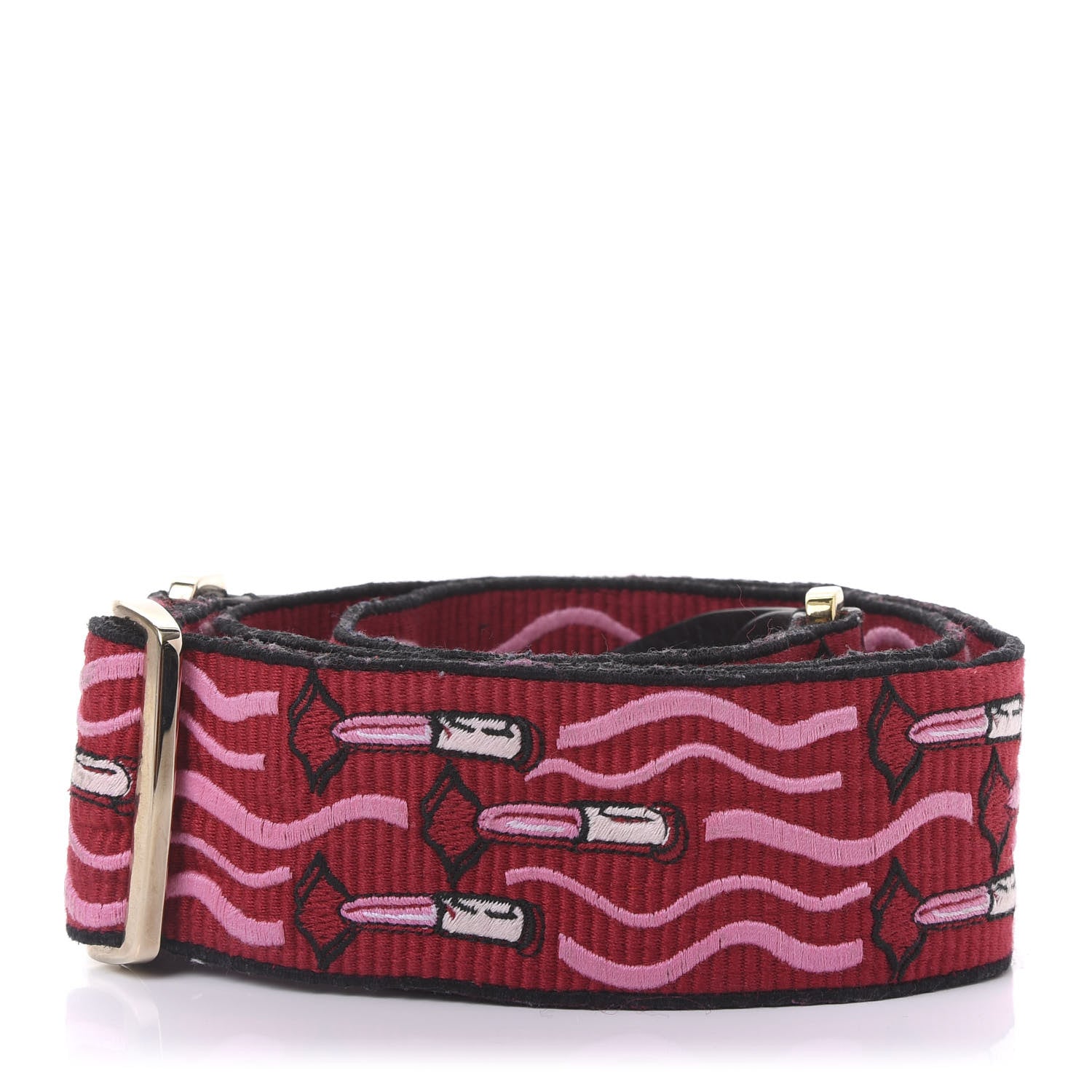 Valentino Garavani Canvas Lipstick Embroidered Rockstud Guitar Strap Multicolor 2 of 5