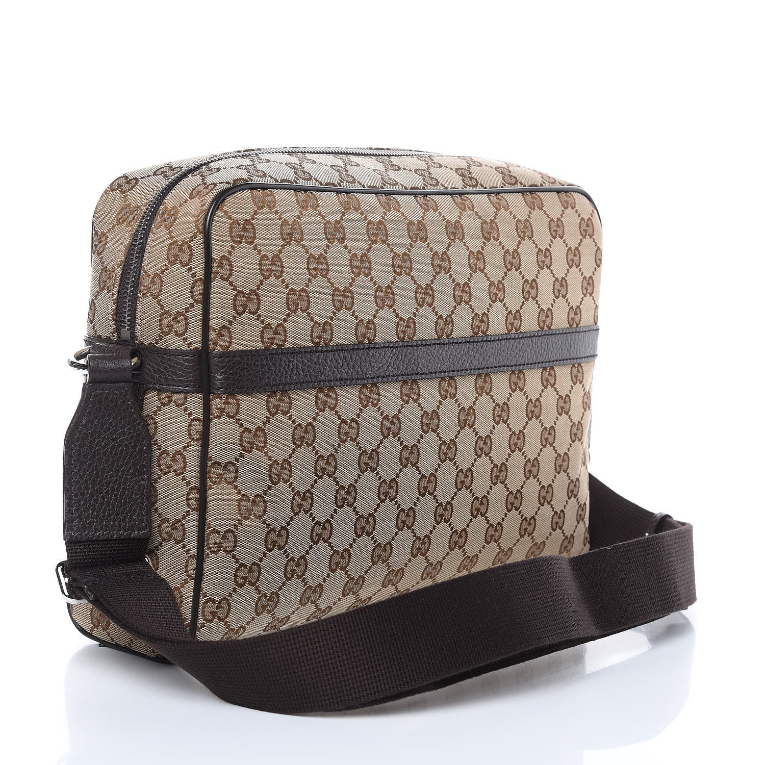 Gucci Monogram Dollar Calfskin Large Camera Case Beige Ebony Testa di Moro Marrone Scuro 3 of 11