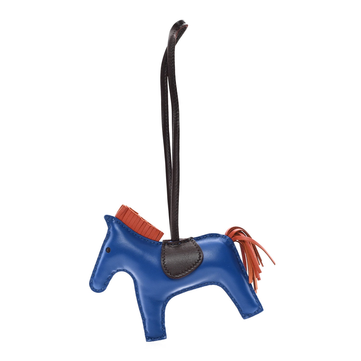 Hermes Milo Lambskin Grigri Rodeo Horse Bag Charm GM Bleu France Cornaline Rouge Sellier 1 of 4