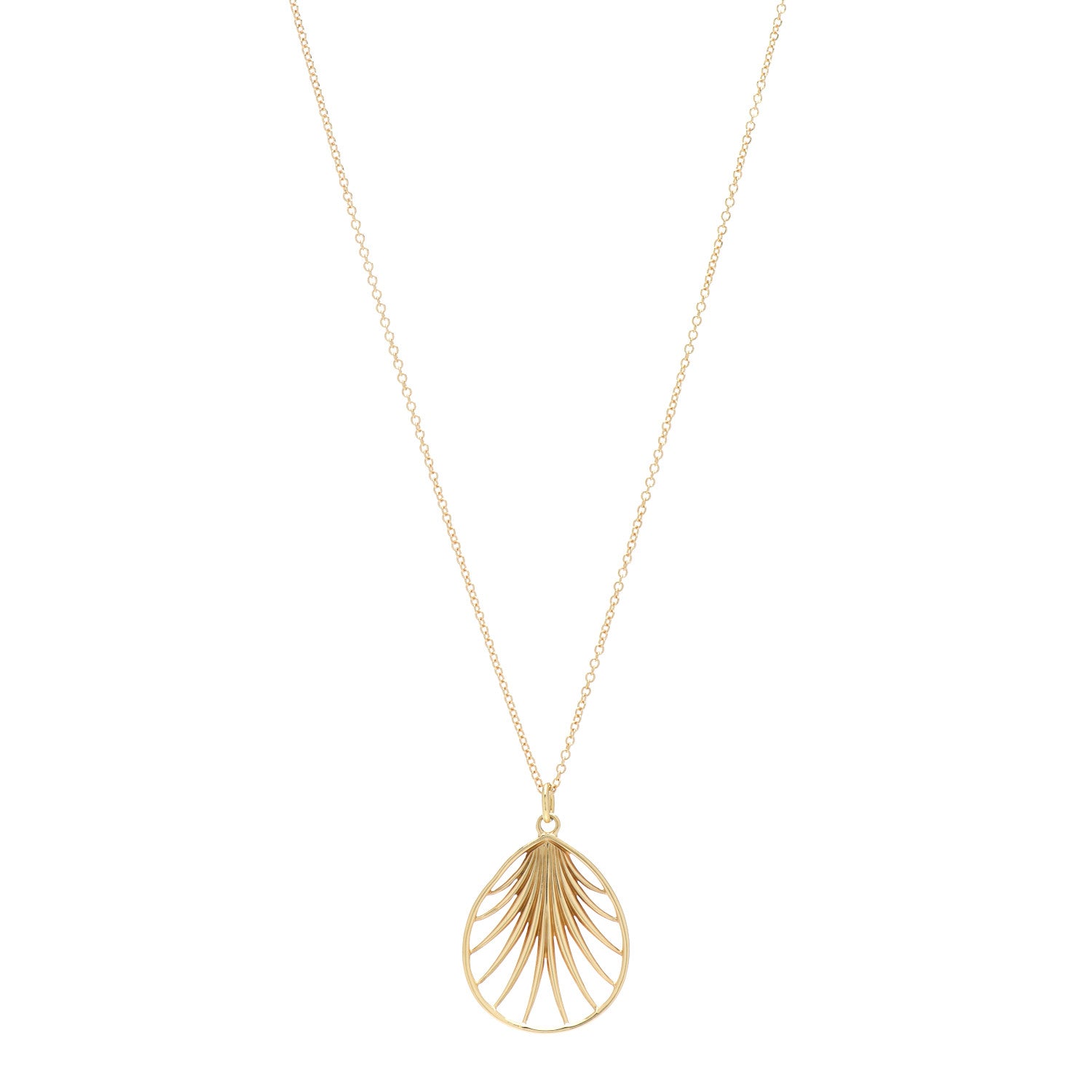 Tiffany 18K Yellow Gold Small Paloma Picasso Villa Paloma Palm Pendant Necklace 1 of 5