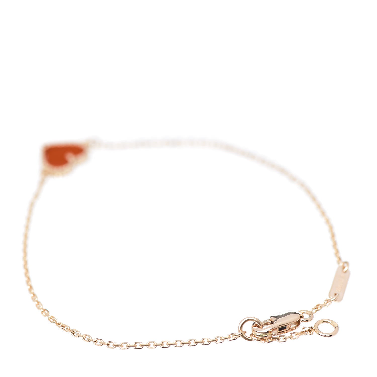 Van Cleef & Arpels 18K Rose Gold Carnelian Sweet Alhambra Heart Bracelet 5 of 5