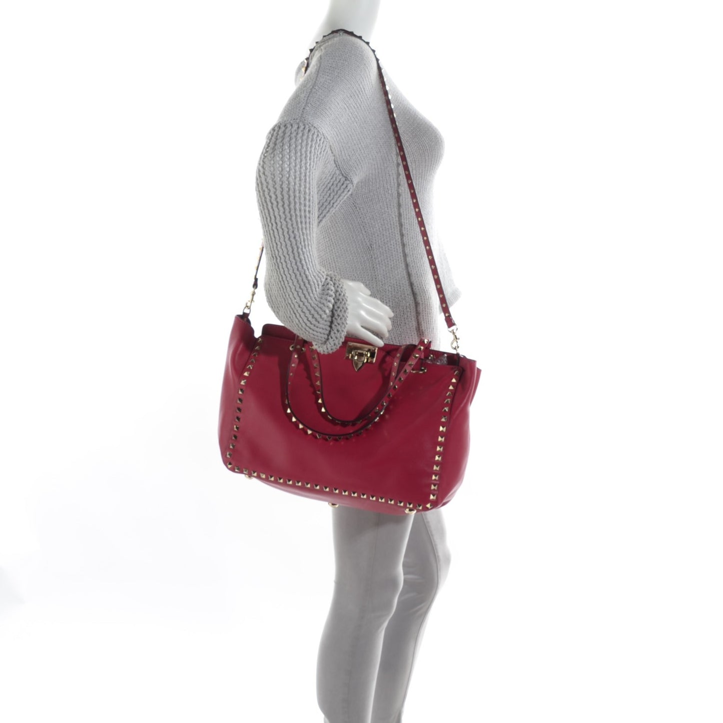 Vitello Medium Rockstud Tote Cyclamin