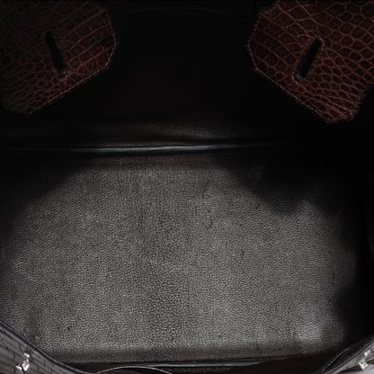 Hermes Matte Porosus Crocodile Birkin 35 Chocolate 8 of 9