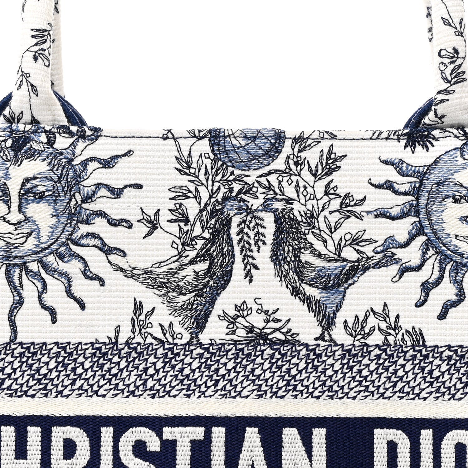 Christian Dior Canvas Embroidered Medium Toile De Jouy Soleil Book Tote Blue 8 of 11
