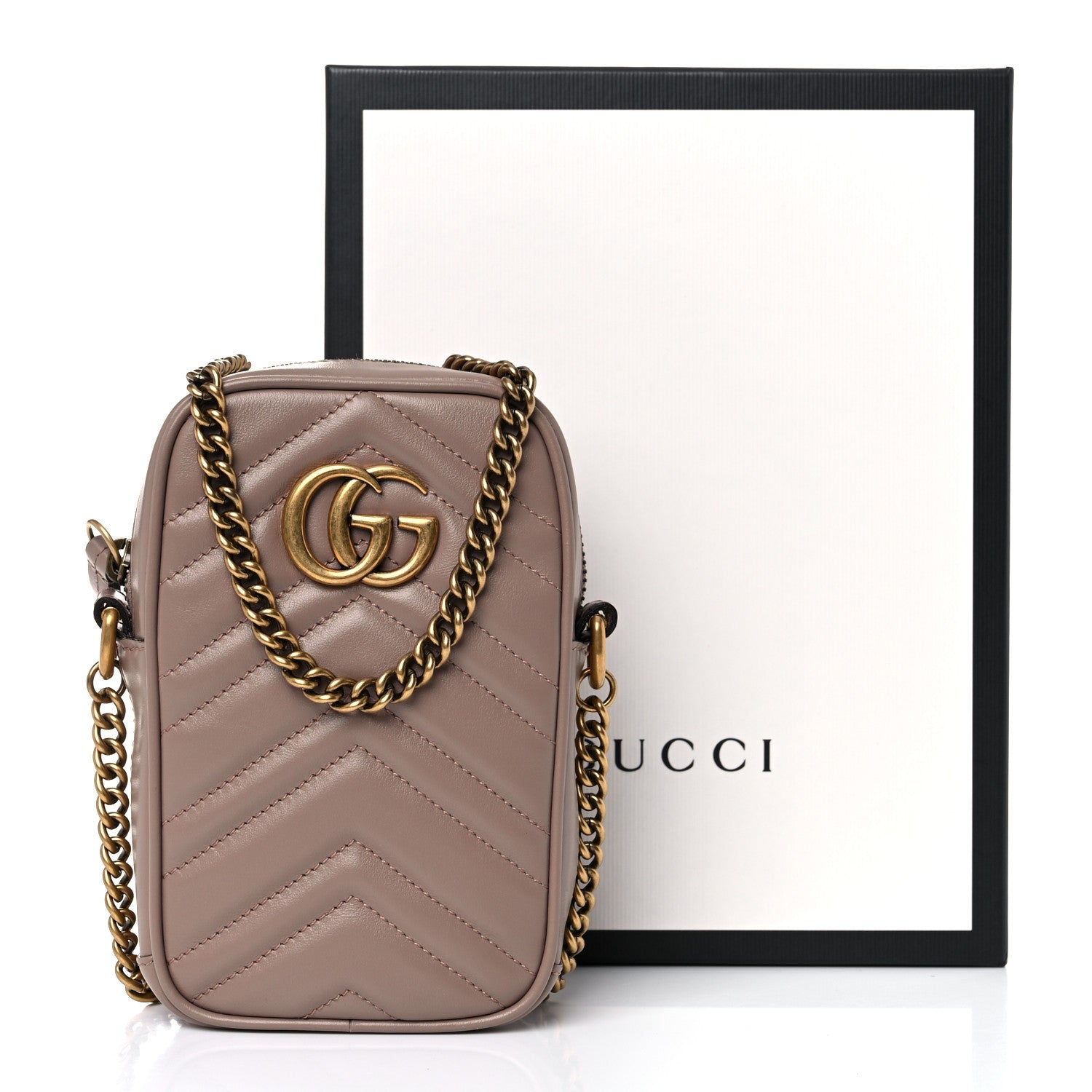 Gucci Calfskin Matelasse Mini GG Marmont Crossbody Bag Porcelain Rose 10 of 10