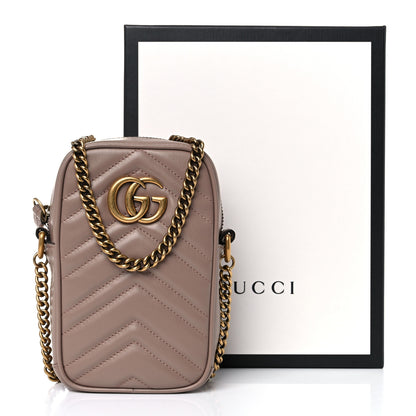 Gucci Calfskin Matelasse Mini GG Marmont Crossbody Bag Porcelain Rose 10 of 10